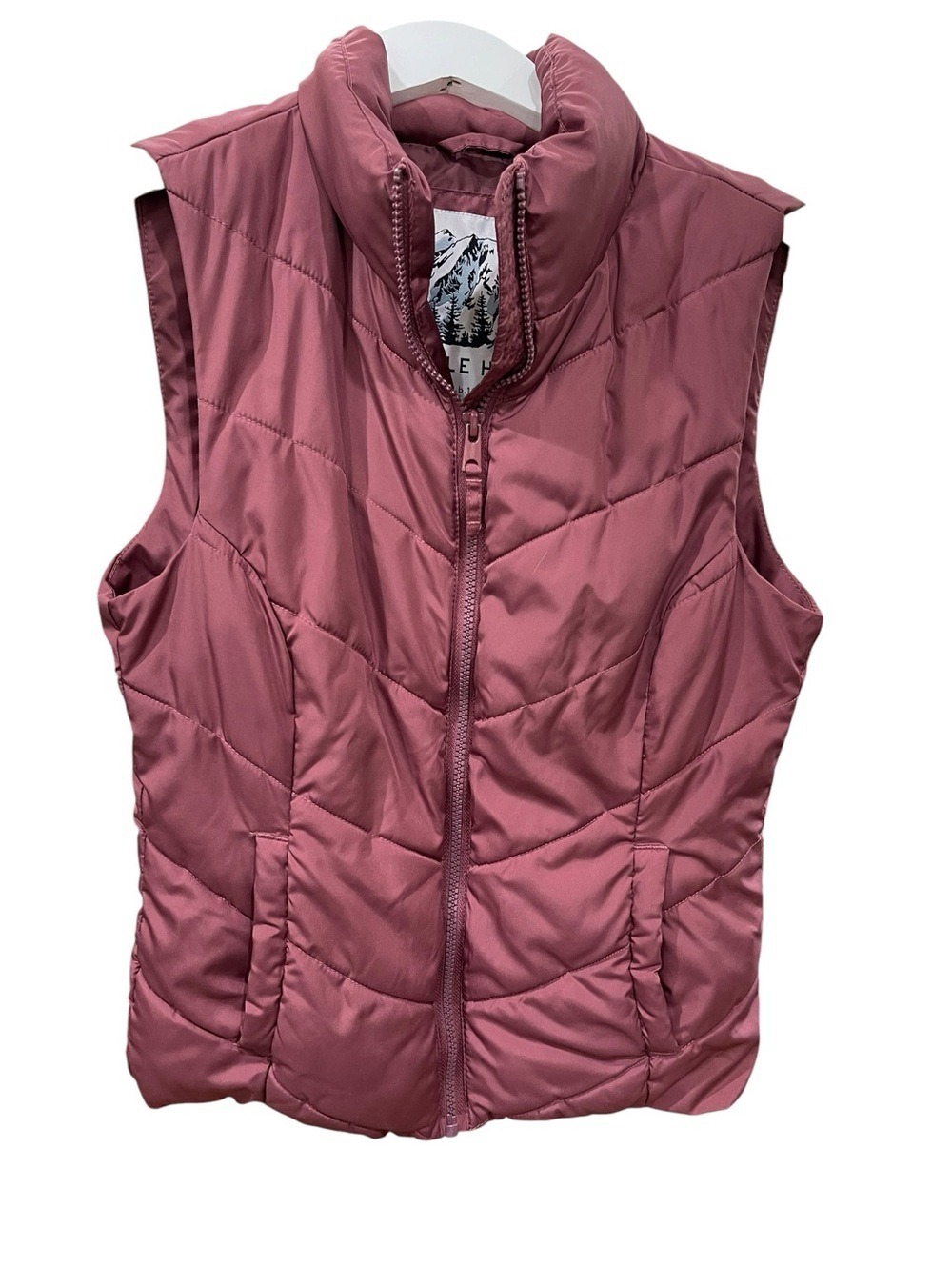 Cole Haan Zip Front Puffer Vest SZ XXS Dark Rose Pink